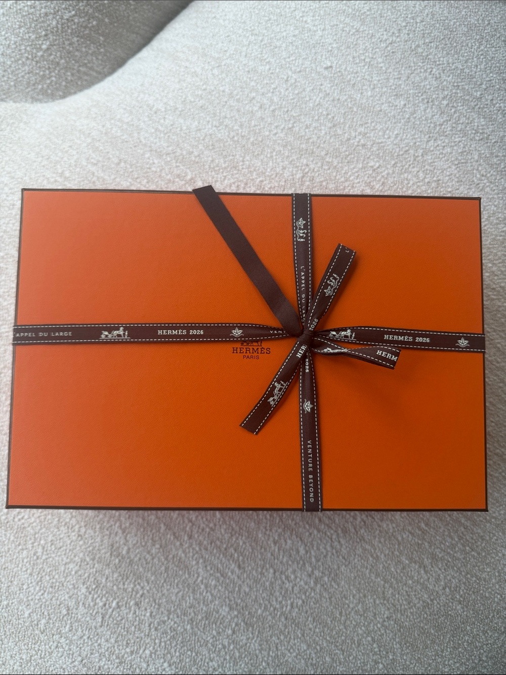 Hermes Orange Gift Box with Brown Ribbon